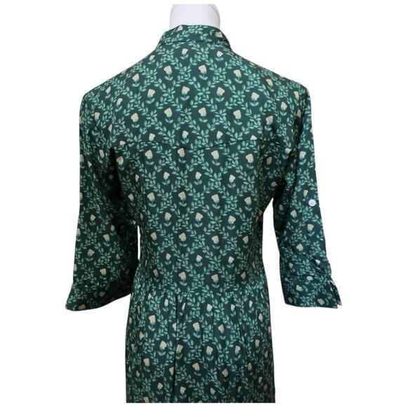 Beau & Ro Green Floral Button Front Midi Dress Size XS - Picture 12 of 12
